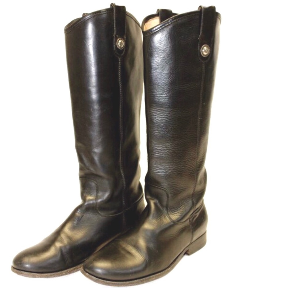 Frye Melissa Pull Up Button Black Boots 6.5 B